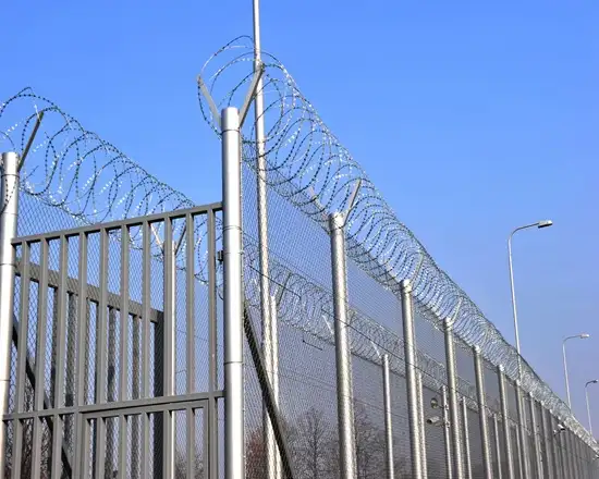 Airport wire mesh fence providing safety and restricted area access control